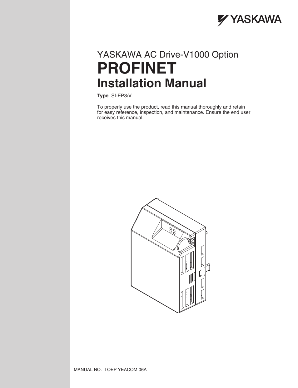 Yaskawa V1000-Series Option SI-EP3/V PROFINET User Manual | 68 pages