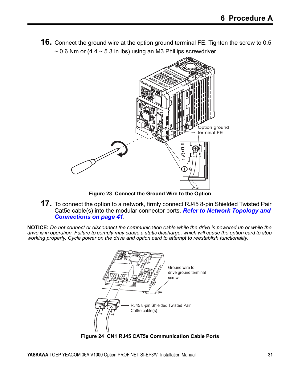 6 procedure a | Yaskawa V1000-Series Option SI-EP3/V PROFINET User Manual | Page 31 / 68