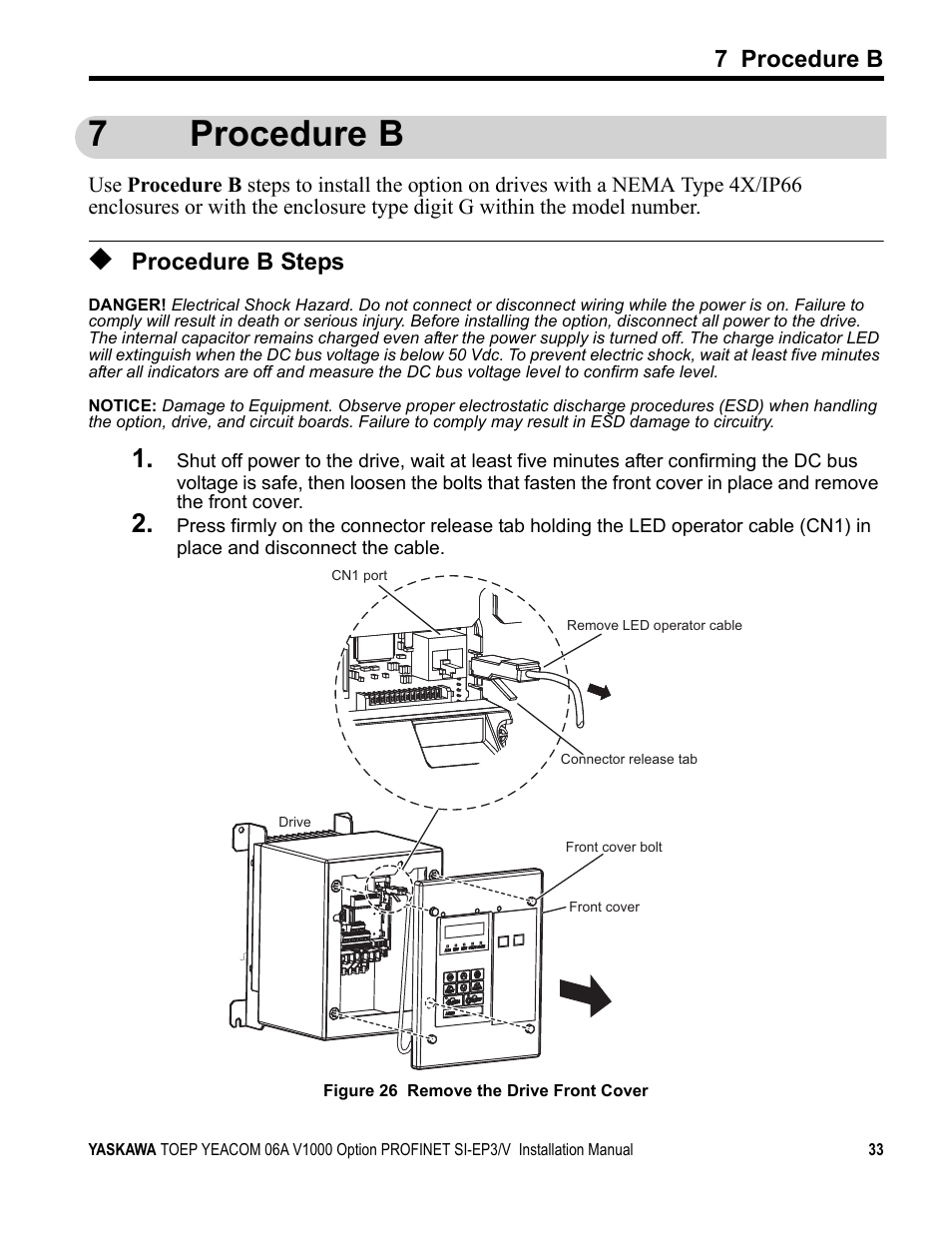 7 procedure b, Procedure b steps, Procedure | From st, 7procedure b | Yaskawa V1000-Series Option SI-EP3/V PROFINET User Manual | Page 33 / 68