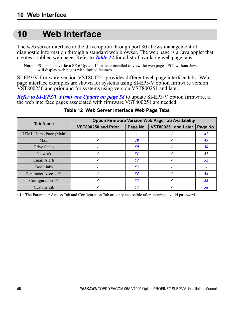 10 web interface | Yaskawa V1000-Series Option SI-EP3/V PROFINET User Manual | Page 46 / 68