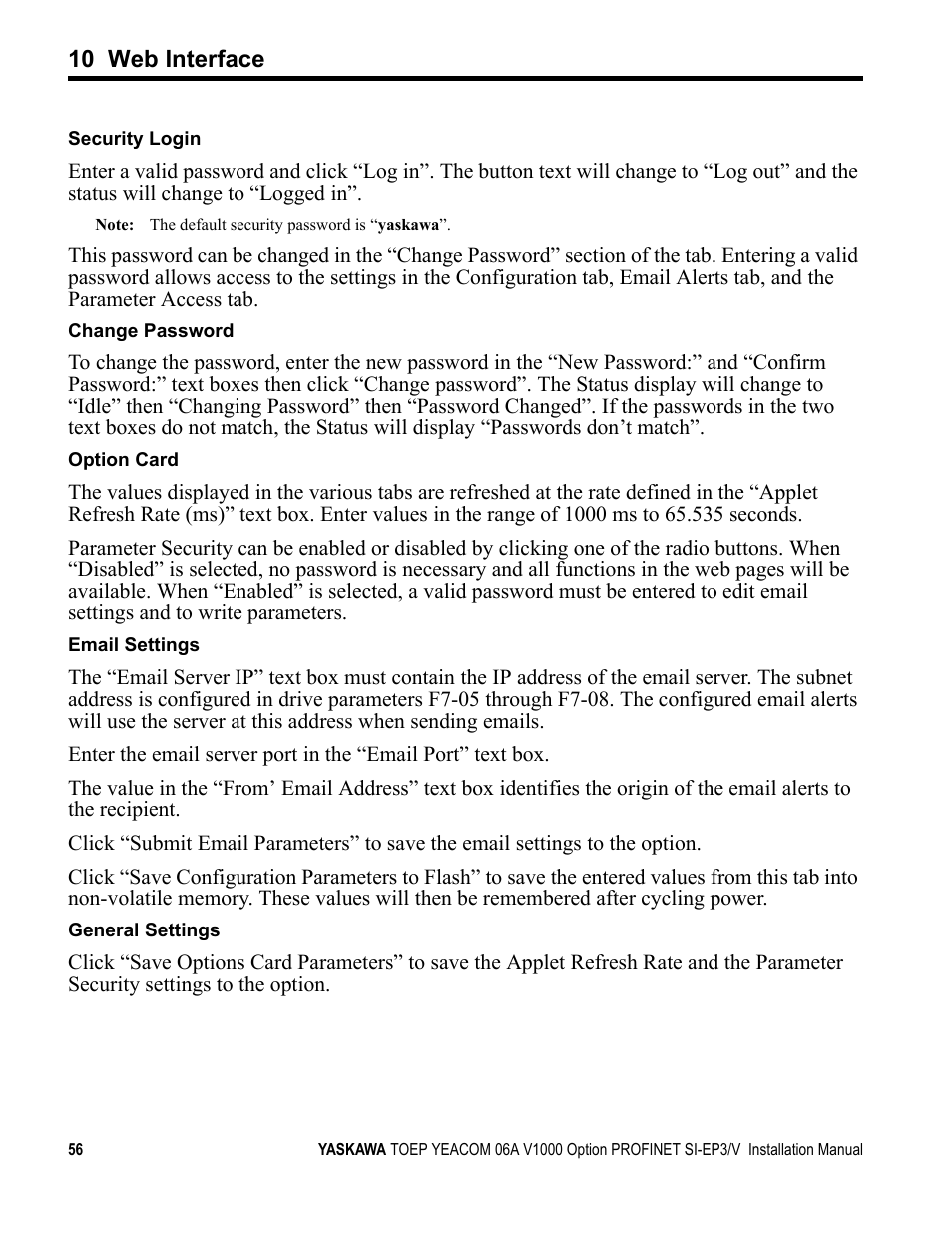 Yaskawa V1000-Series Option SI-EP3/V PROFINET User Manual | Page 56 / 68