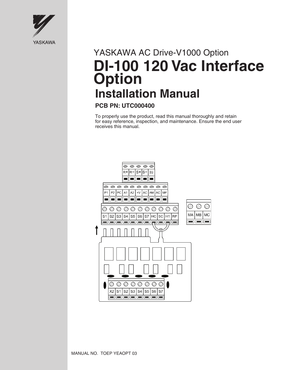 Yaskawa V1000 Option - DI-100 120 Vac Interface User Manual | 28 pages