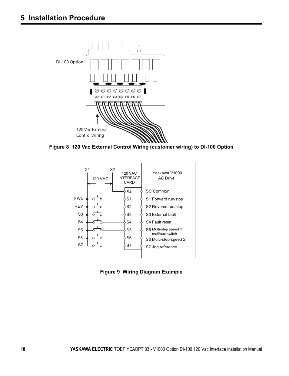 Figure 8, 5 installation procedure | Yaskawa V1000 Option - DI-100 120 Vac Interface User Manual | Page 18 / 28