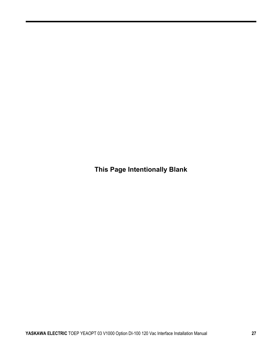 This page intentionally blank | Yaskawa V1000 Option - DI-100 120 Vac Interface User Manual | Page 27 / 28