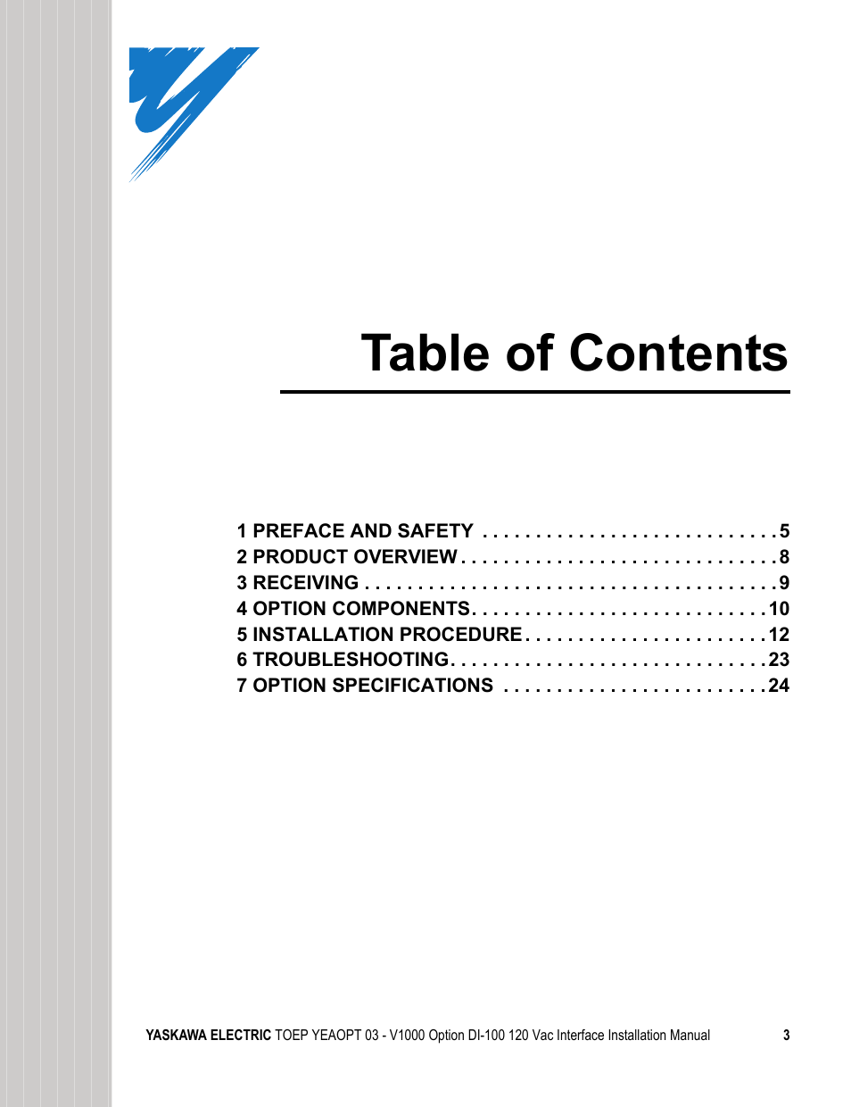 Yaskawa V1000 Option - DI-100 120 Vac Interface User Manual | Page 3 / 28