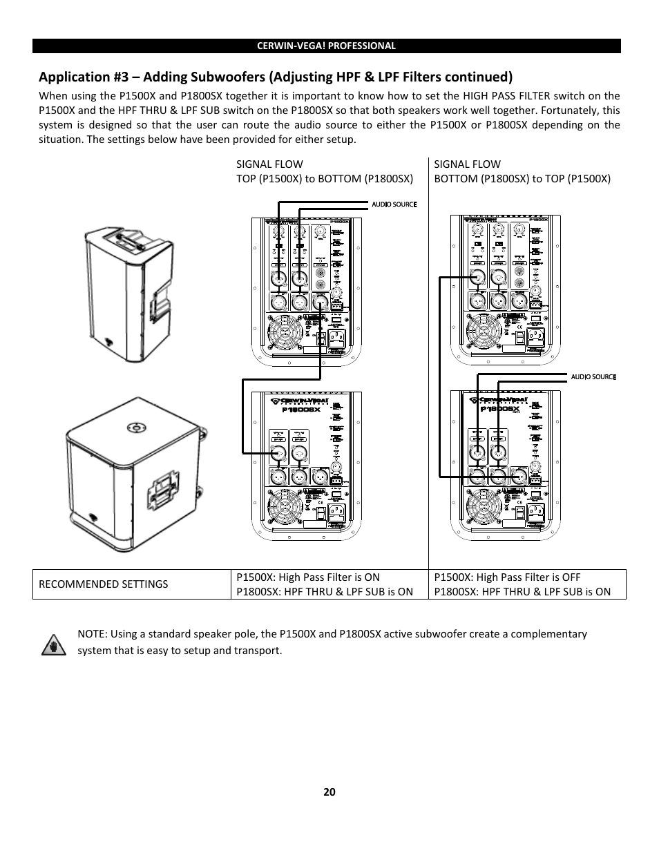 Cerwin-Vega Powered Loudspeakers P1800SX User Manual | Page 20 / 34