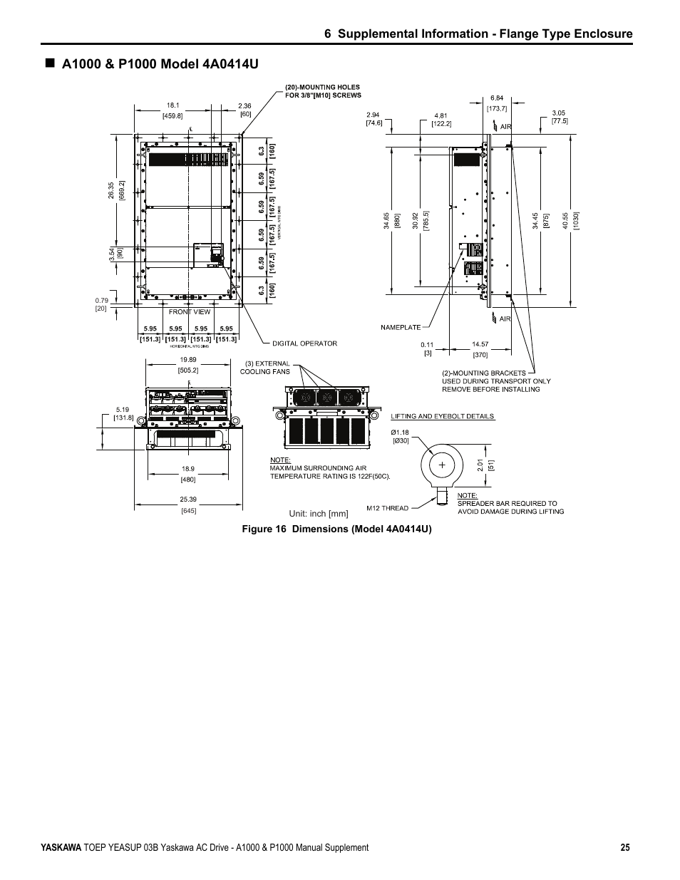 6 supplemental information - flange type enclosure | Yaskawa AC Drive-A1000 User Manual | Page 25 / 40