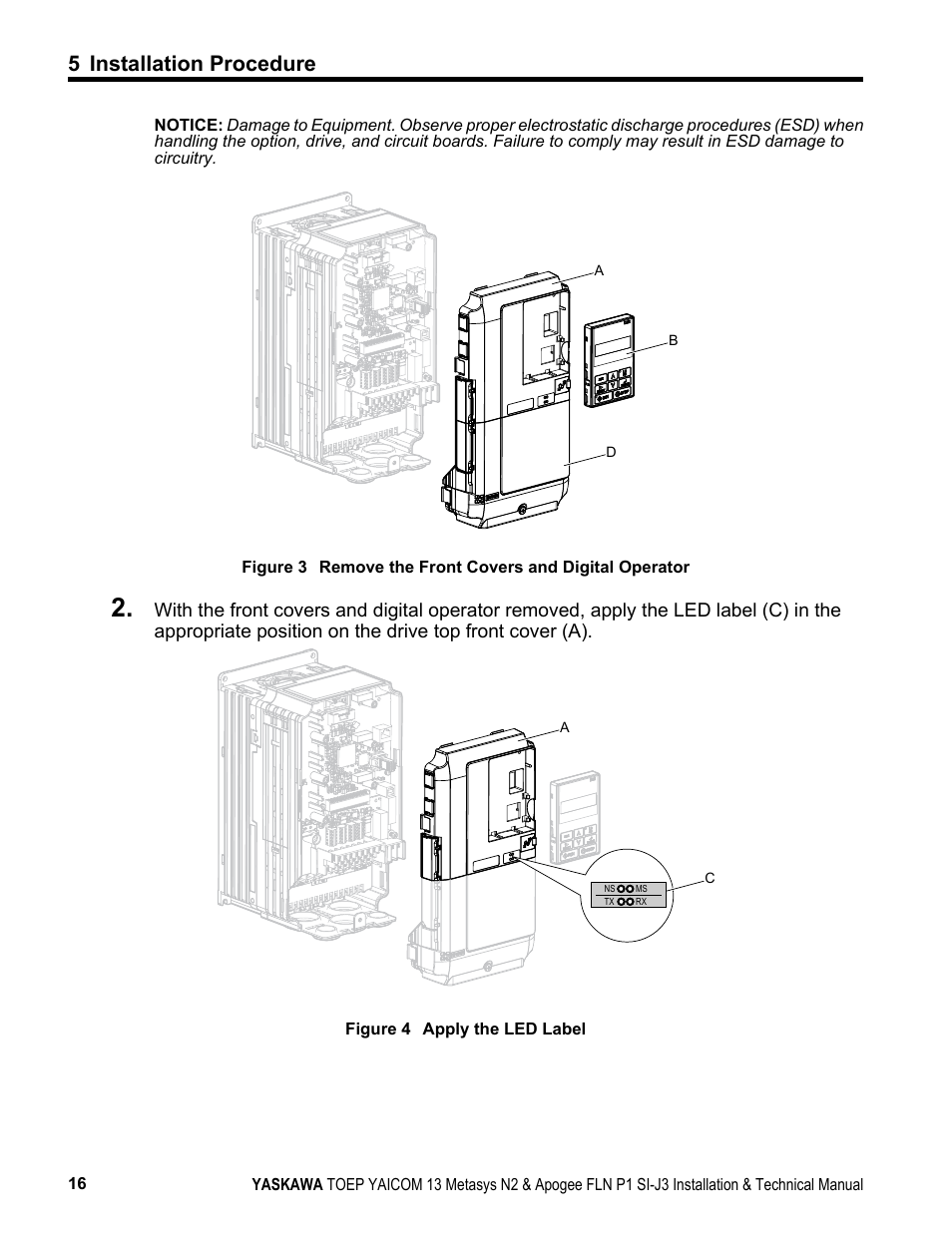 5 installation procedure | Yaskawa APOGEE FLN P1 User Manual | Page 16 / 56