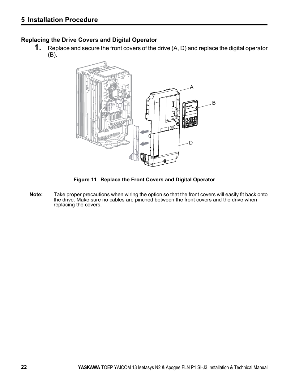 5 installation procedure | Yaskawa APOGEE FLN P1 User Manual | Page 22 / 56