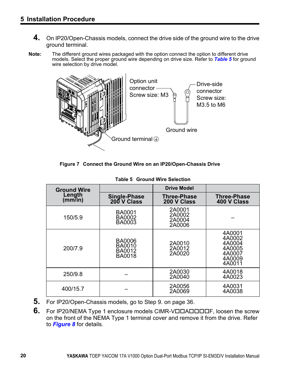 Yaskawa Modbus TCP/IP SI-EM3D/V User Manual | Page 20 / 56