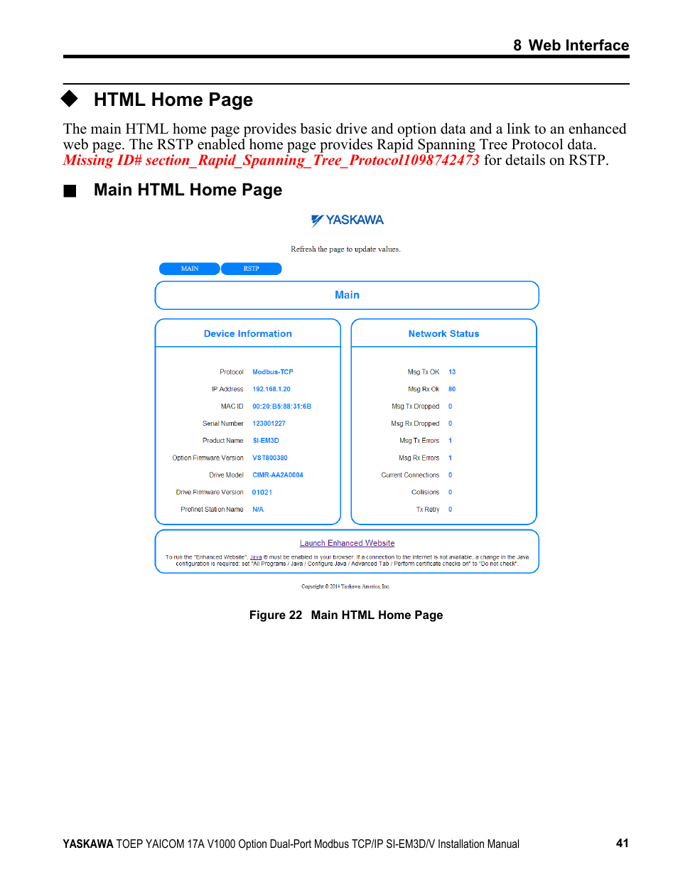Html home page | Yaskawa Modbus TCP/IP SI-EM3D/V User Manual | Page 41 / 56