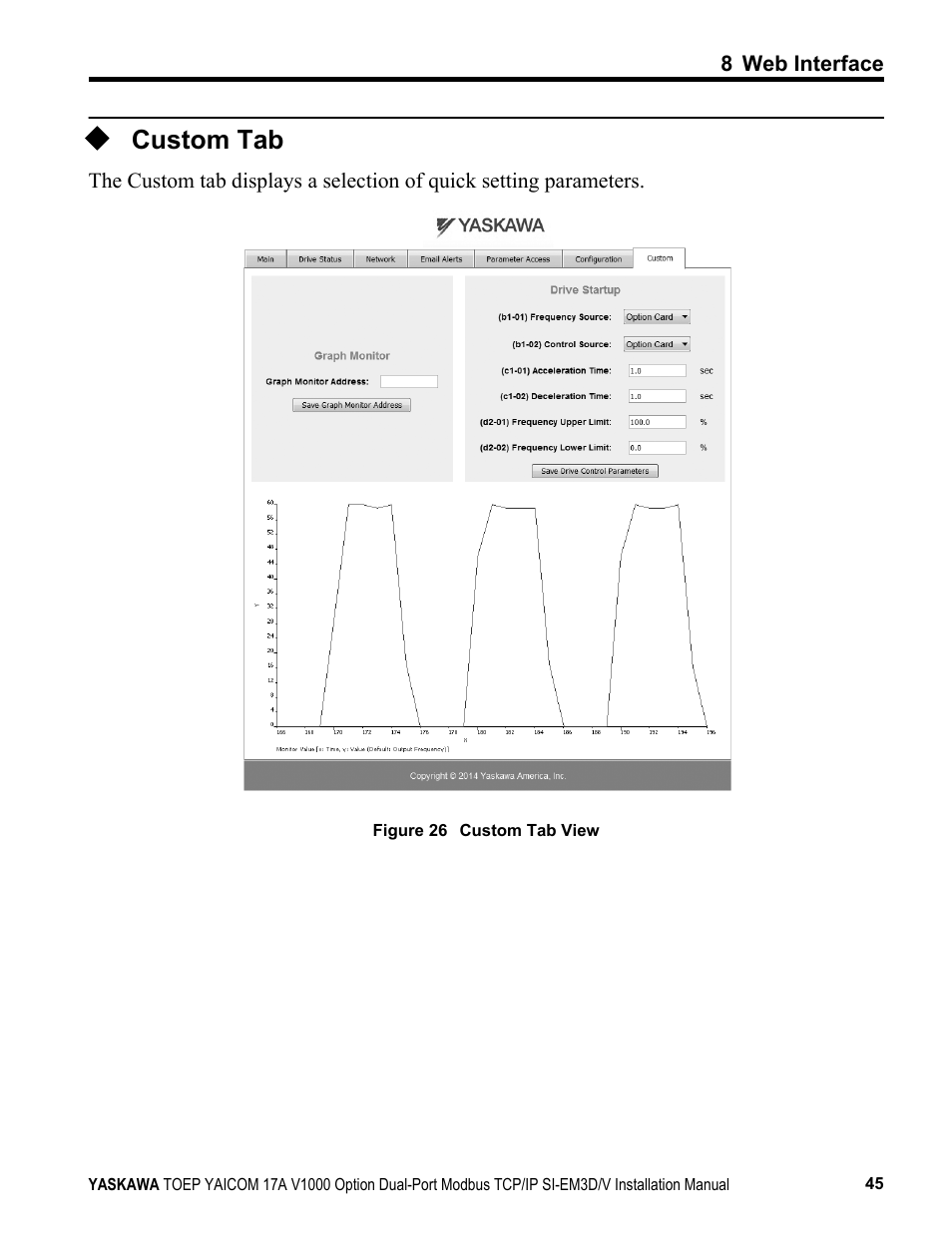 Custom tab | Yaskawa Modbus TCP/IP SI-EM3D/V User Manual | Page 45 / 56