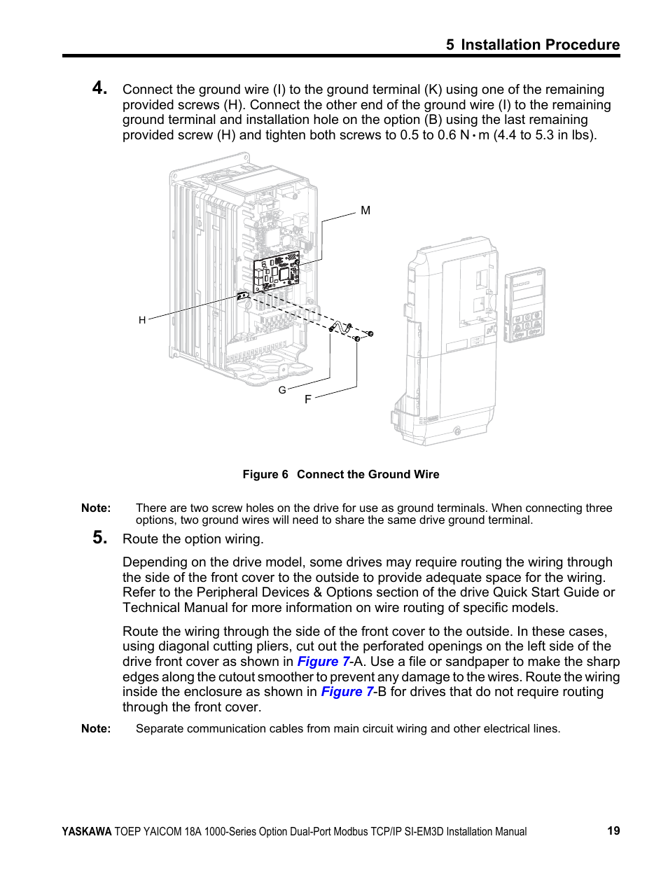 5 installation procedure | Yaskawa Modbus TCP/IP SI-EM3D User Manual | Page 19 / 52