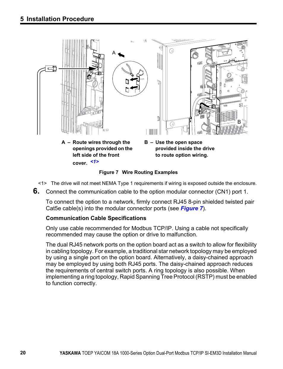Figure 7, Inside the enclosure as shown in | Yaskawa Modbus TCP/IP SI-EM3D User Manual | Page 20 / 52