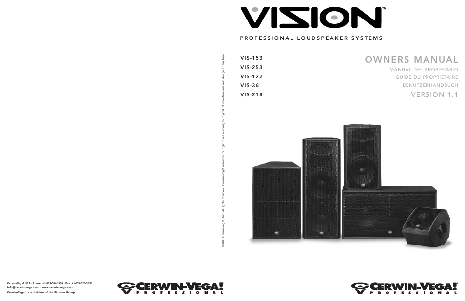 Cerwin-Vega VIS-218 User Manual | 8 pages