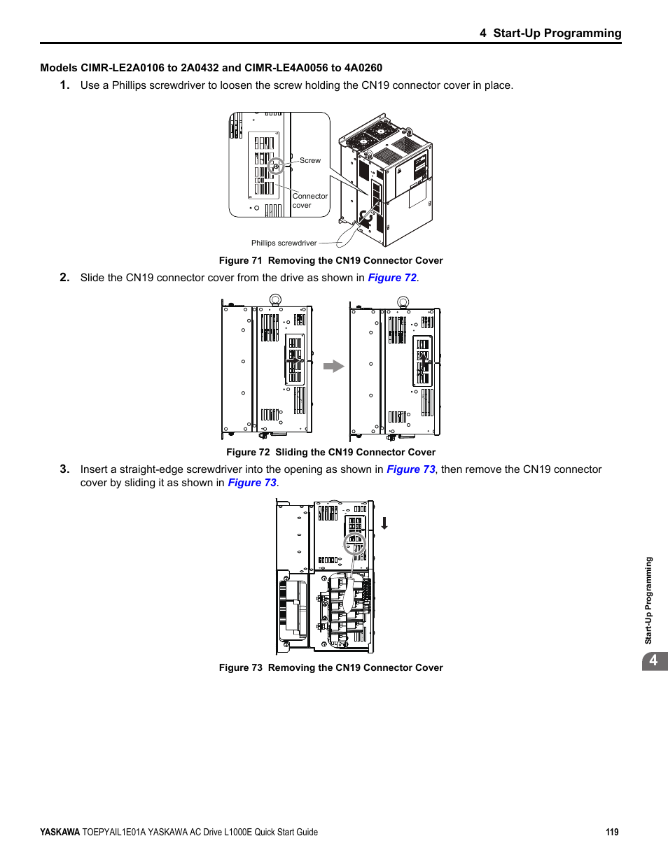 4 start-up programming | Yaskawa L1000E AC Drive CIMR-LEA User Manual | Page 119 / 236