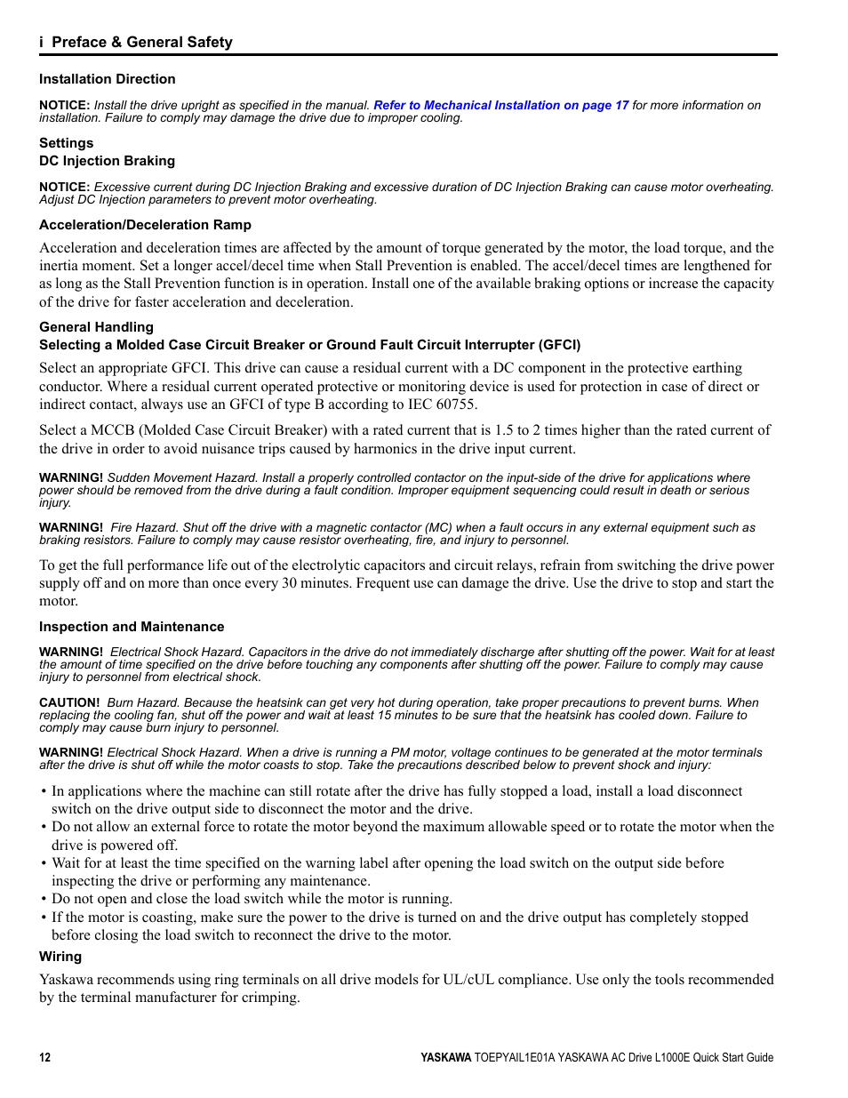 Yaskawa L1000E AC Drive CIMR-LEA User Manual | Page 12 / 236