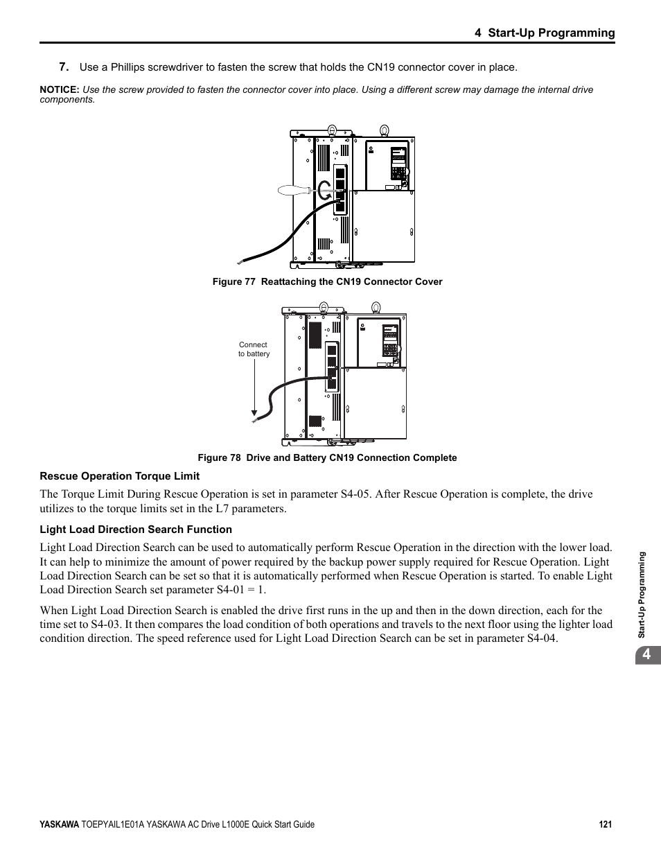 4 start-up programming | Yaskawa L1000E AC Drive CIMR-LEA User Manual | Page 121 / 236