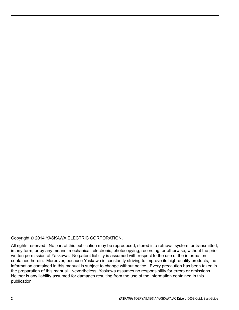 Yaskawa L1000E AC Drive CIMR-LEA User Manual | Page 2 / 236