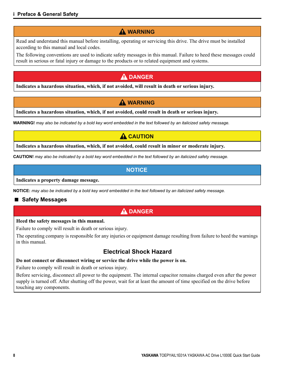 Yaskawa L1000E AC Drive CIMR-LEA User Manual | Page 8 / 236