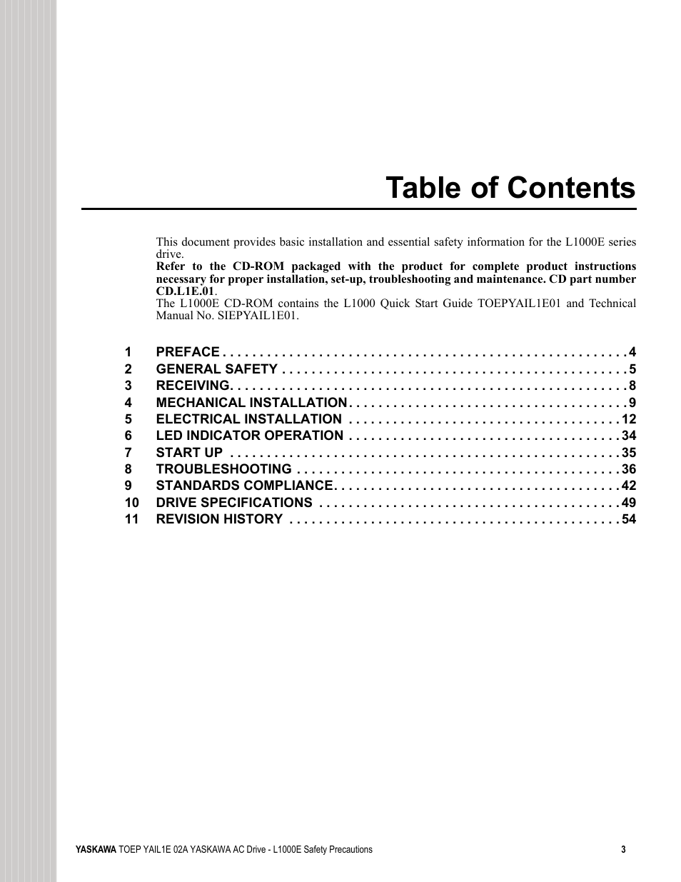Yaskawa AC Drive-L1000E Safety Precautions User Manual | Page 3 / 56