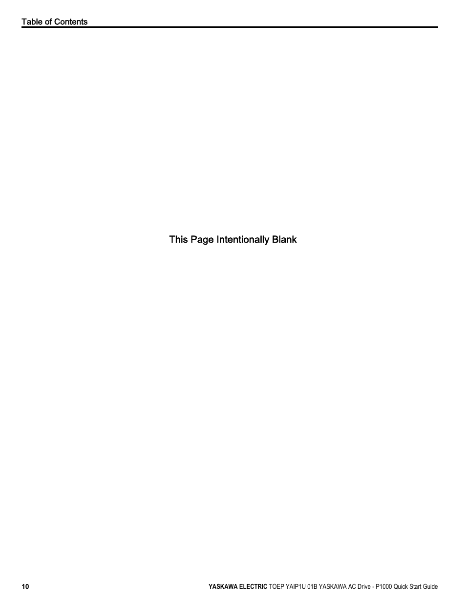 This page intentionally blank | Yaskawa CIMR-PUxA User Manual | Page 10 / 256