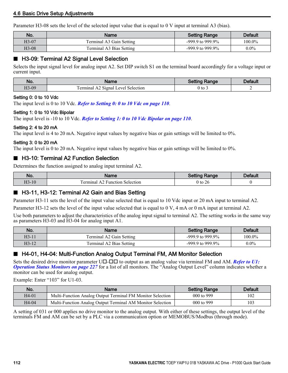 Yaskawa CIMR-PUxA User Manual | Page 112 / 256