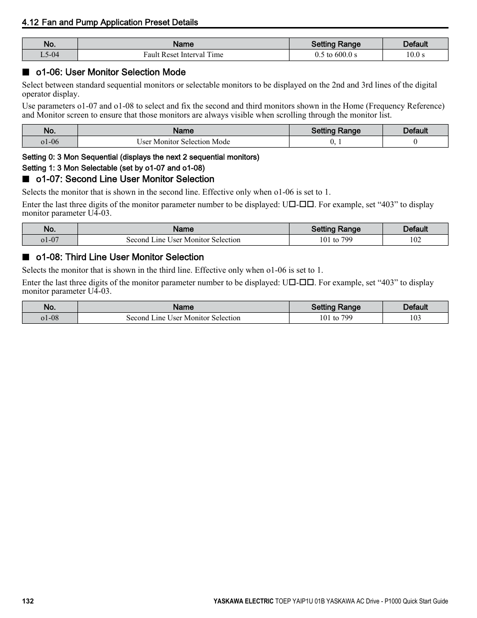 Yaskawa CIMR-PUxA User Manual | Page 132 / 256