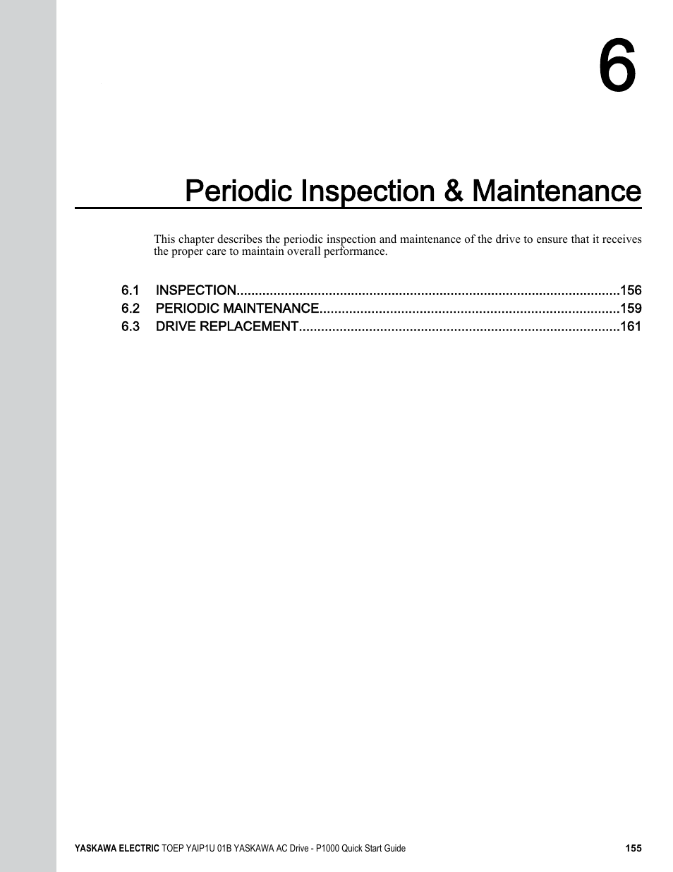 Periodic inspection & maintenance | Yaskawa CIMR-PUxA User Manual | Page 155 / 256
