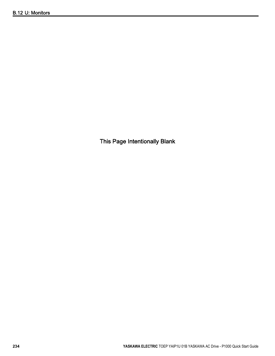 This page intentionally blank | Yaskawa CIMR-PUxA User Manual | Page 234 / 256