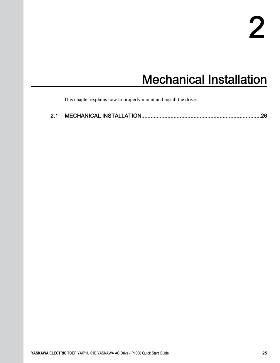 Mechanical installation | Yaskawa CIMR-PUxA User Manual | Page 25 / 256