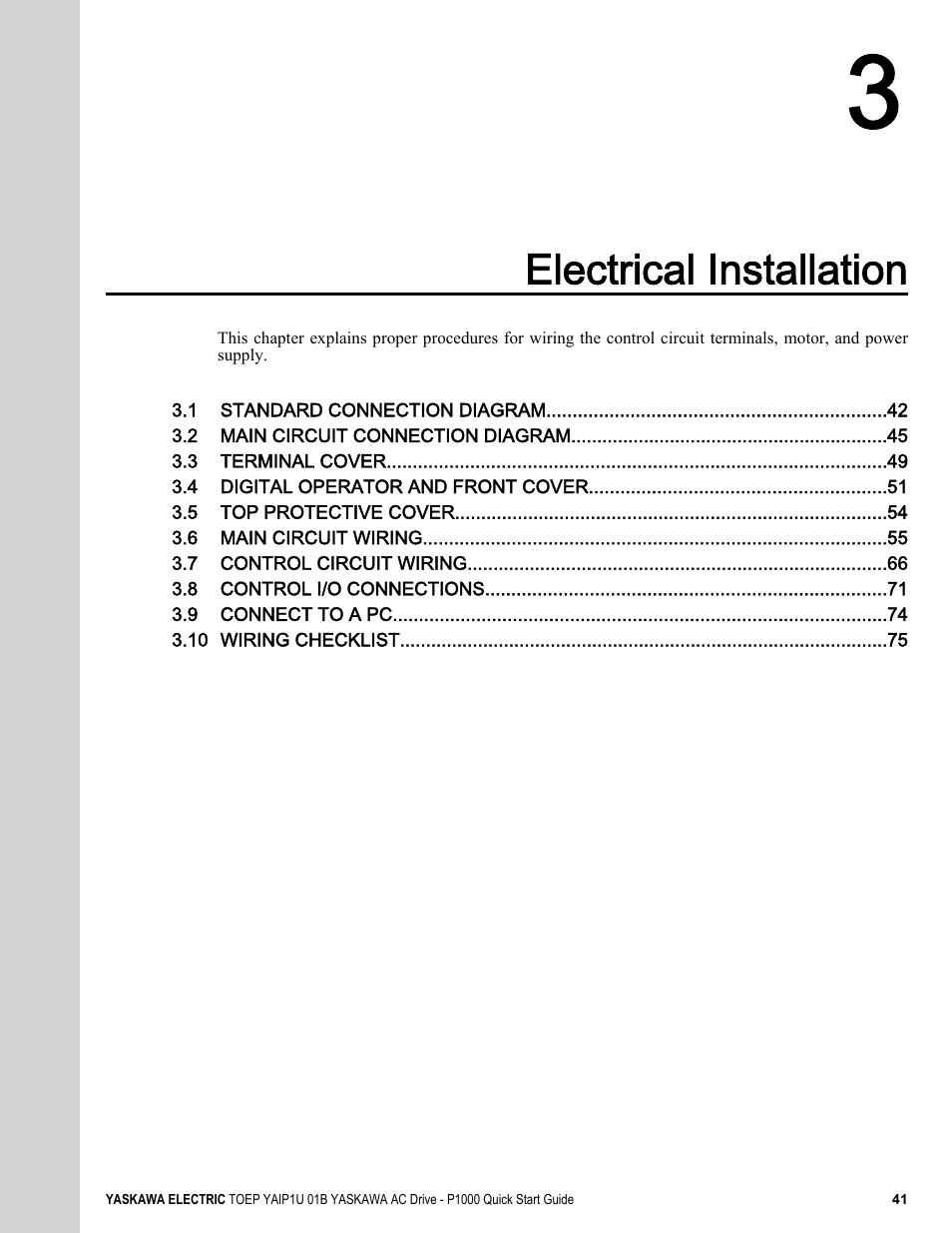 Electrical installation | Yaskawa CIMR-PUxA User Manual | Page 41 / 256