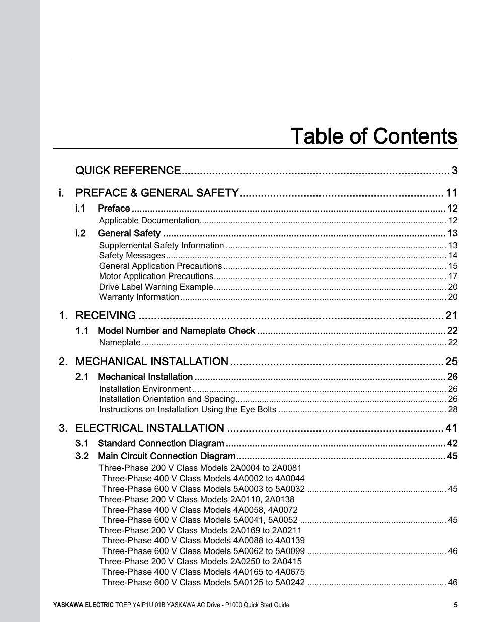 Yaskawa CIMR-PUxA User Manual | Page 5 / 256
