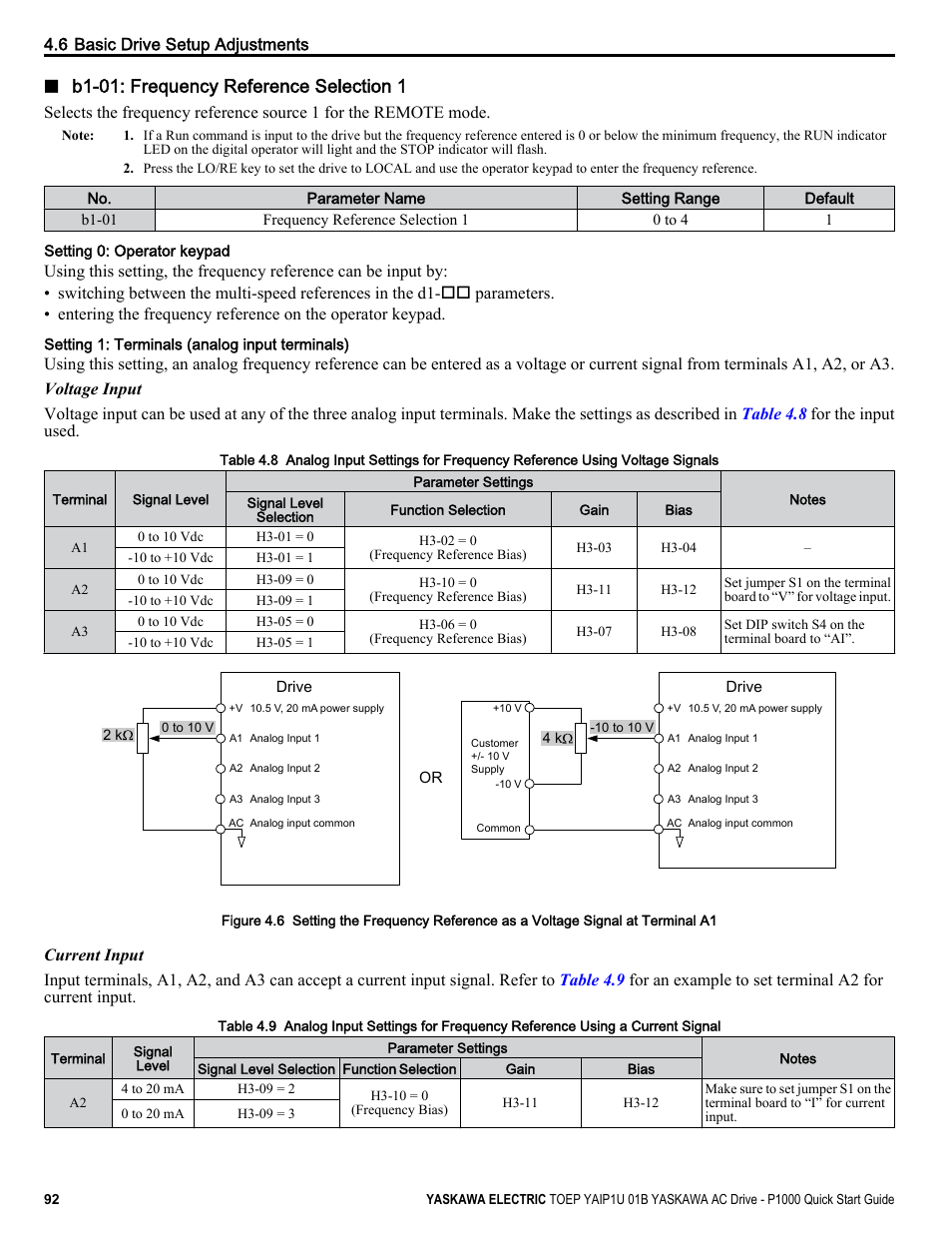 B1-01: frequency reference selection 1 | Yaskawa CIMR-PUxA User Manual | Page 92 / 256