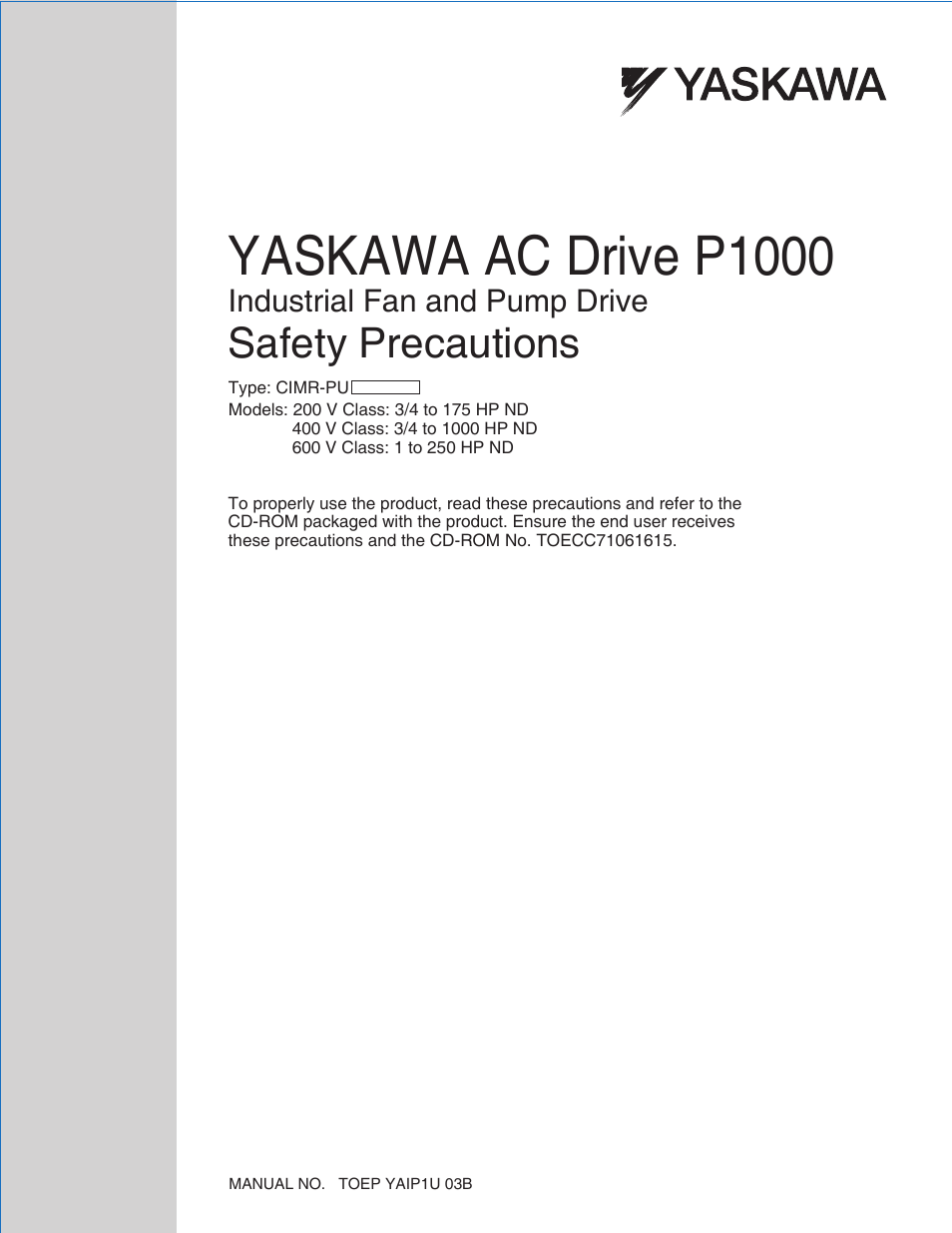 Yaskawa CIMR-PU User Manual | 74 pages