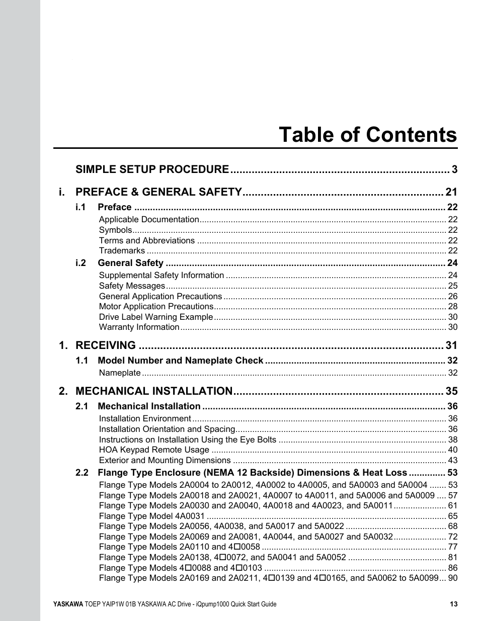 Yaskawa iQpump1000 AC Drive Quick Start User Manual | Page 13 / 470