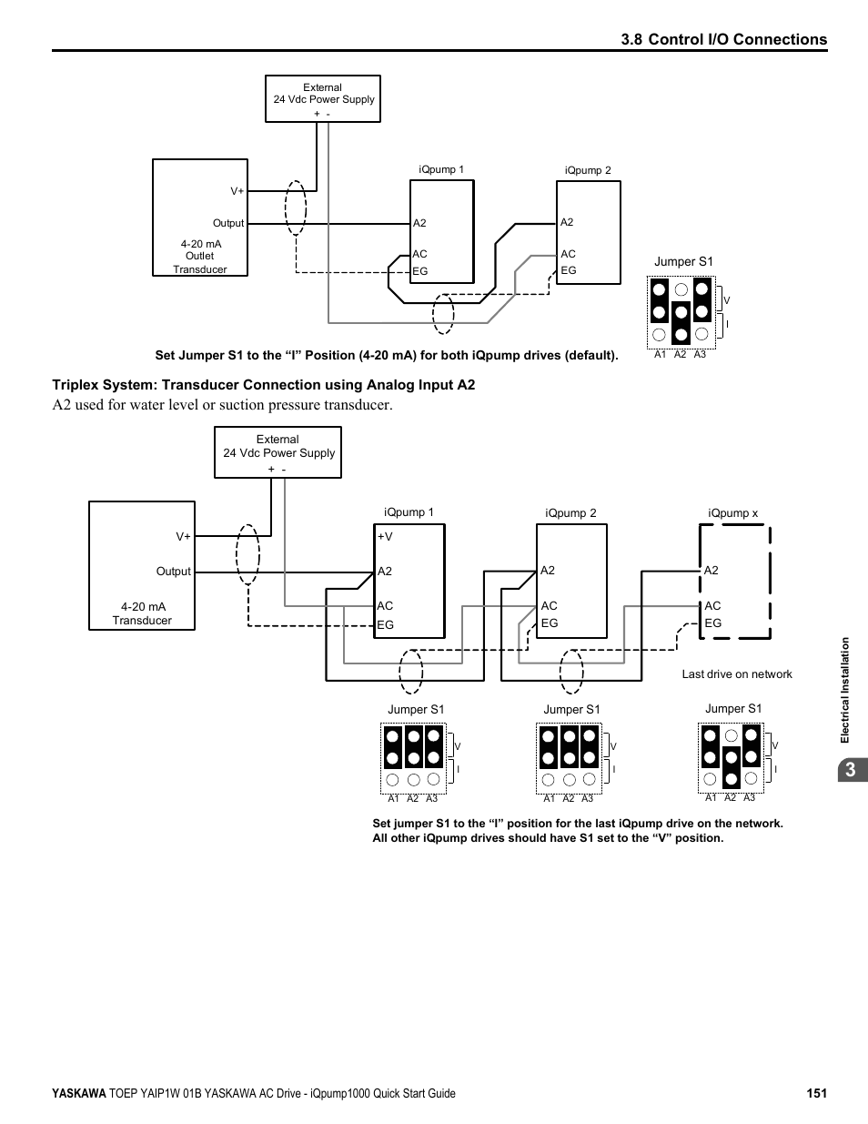 8 control i/o connections | Yaskawa iQpump1000 AC Drive Quick Start User Manual | Page 151 / 470