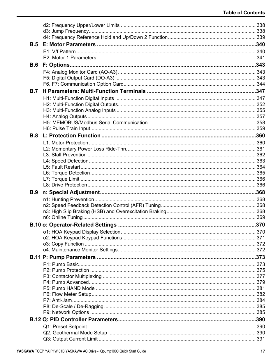 Yaskawa iQpump1000 AC Drive Quick Start User Manual | Page 17 / 470