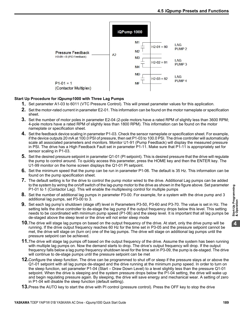 Yaskawa iQpump1000 AC Drive Quick Start User Manual | Page 189 / 470