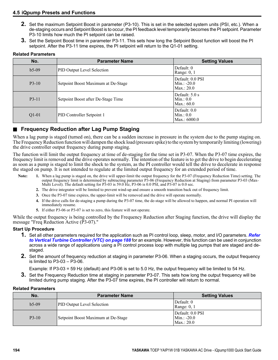 Yaskawa iQpump1000 AC Drive Quick Start User Manual | Page 194 / 470