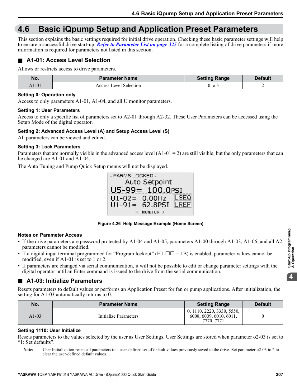 Yaskawa iQpump1000 AC Drive Quick Start User Manual | Page 207 / 470