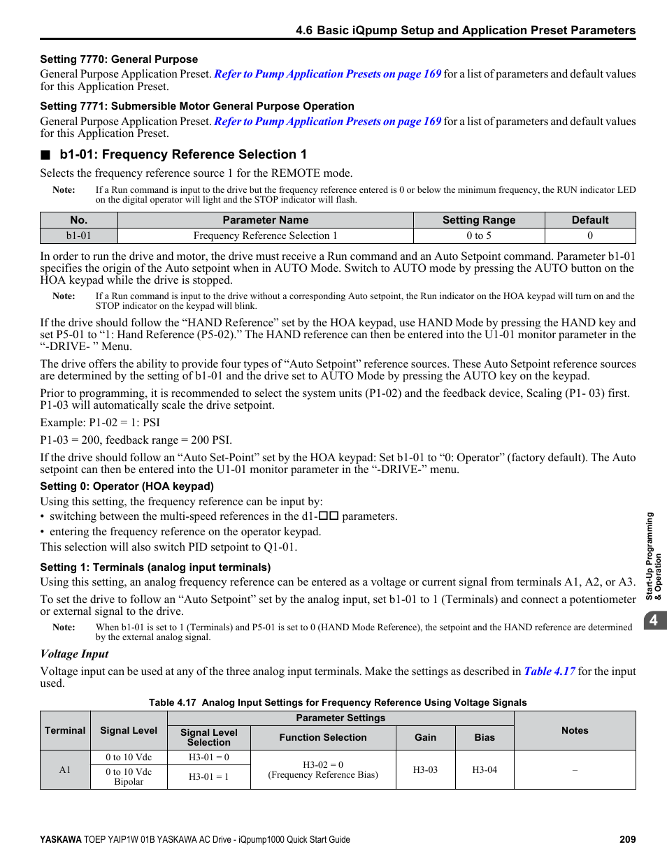 Yaskawa iQpump1000 AC Drive Quick Start User Manual | Page 209 / 470