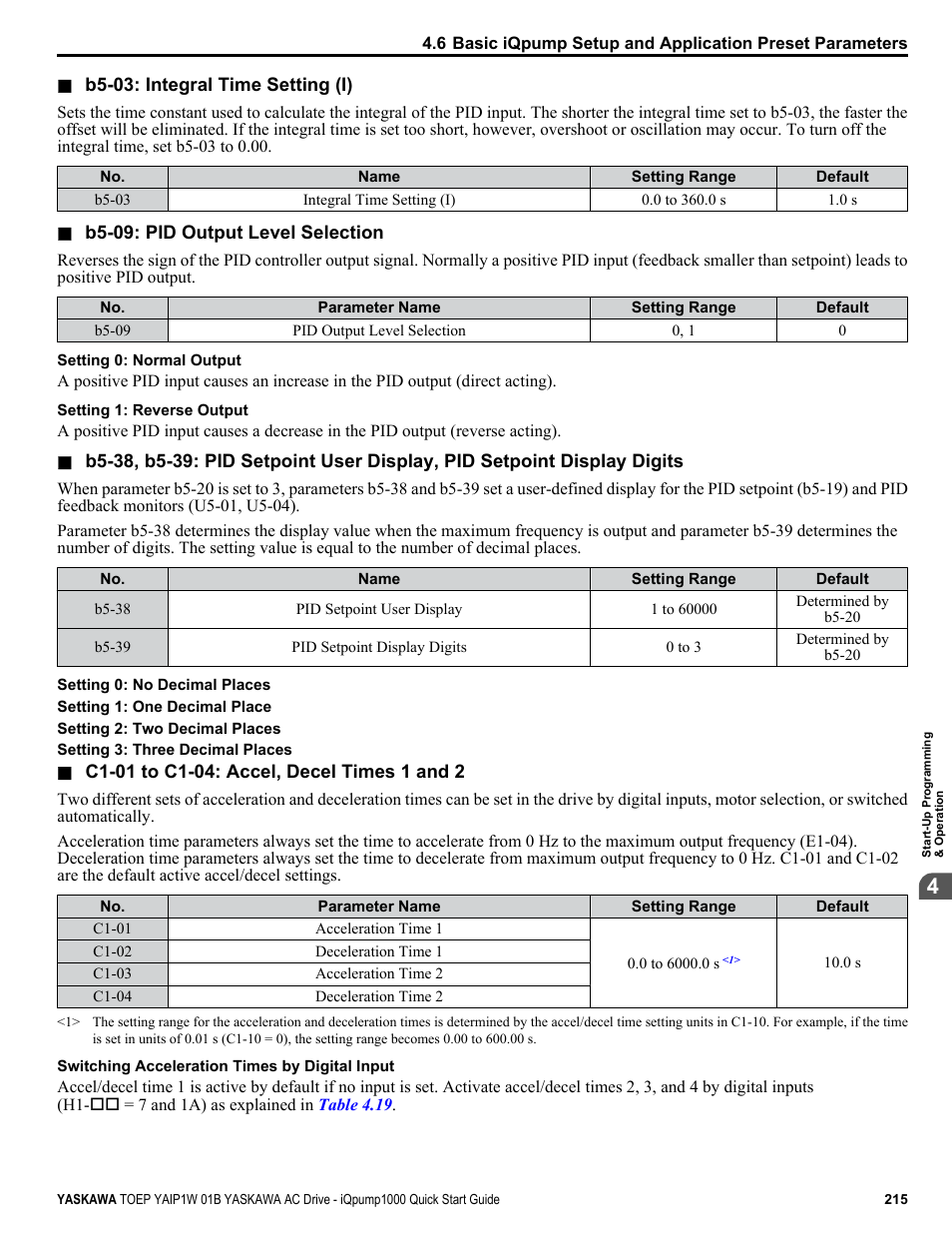 Yaskawa iQpump1000 AC Drive Quick Start User Manual | Page 215 / 470
