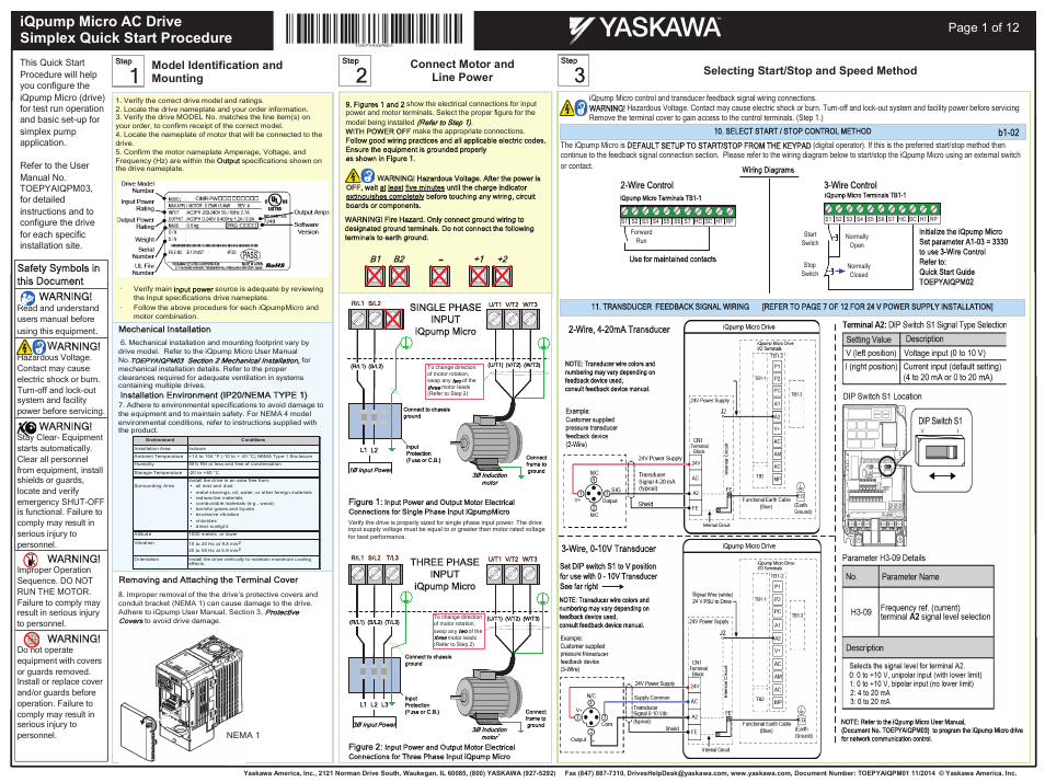 Yaskawa iQpump Micro AC Drive User Manual | 12 pages