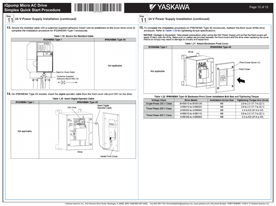 Yaskawa iQpump Micro AC Drive User Manual | Page 12 / 12