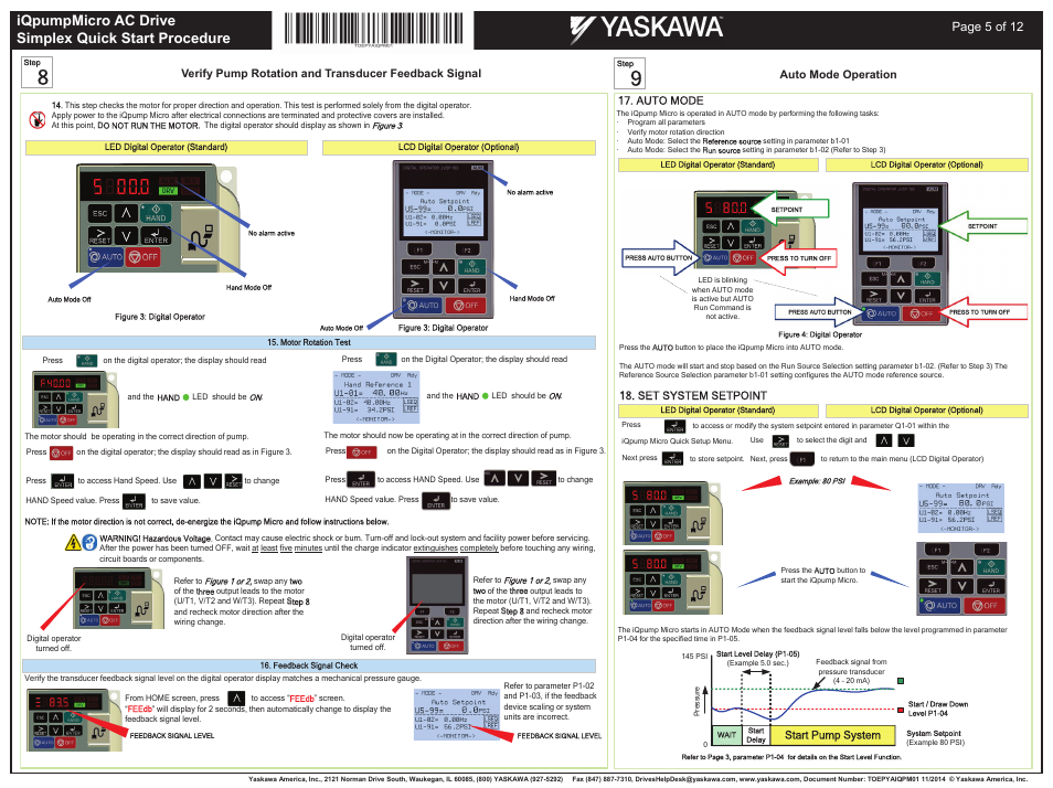 Iqpumpmicro ac drive simplex quick start procedure, Page 5 of 12 | Yaskawa iQpump Micro AC Drive User Manual | Page 5 / 12