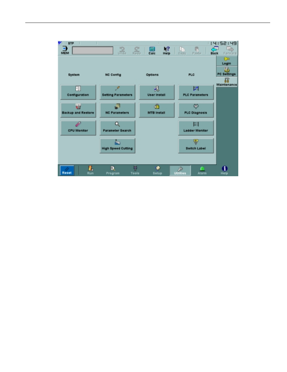 3 maintenance screen, Figure 3.7.3.1. the maintenance screen | Yaskawa PC NC User Manual | Page 122 / 439