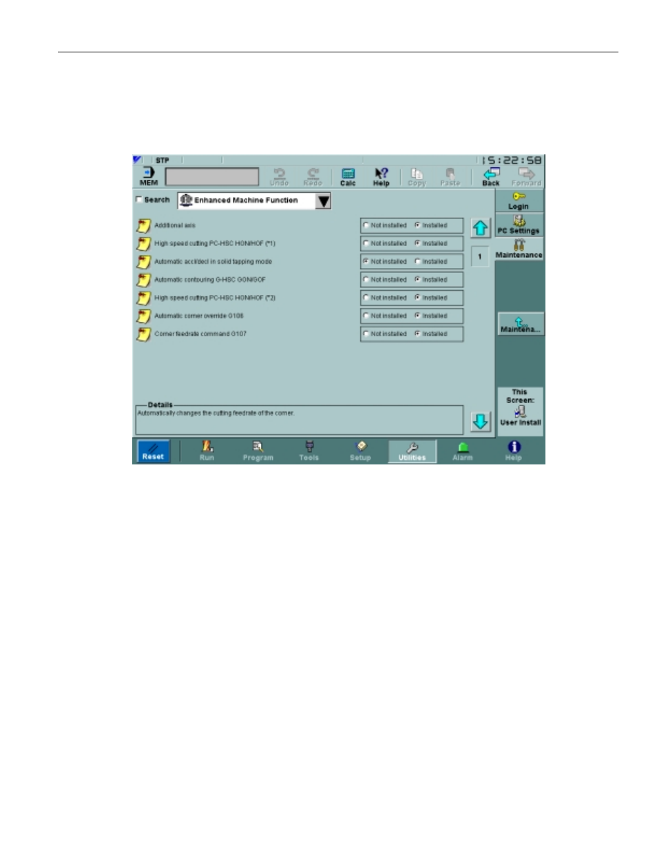 15 user install screen | Yaskawa PC NC User Manual | Page 140 / 439