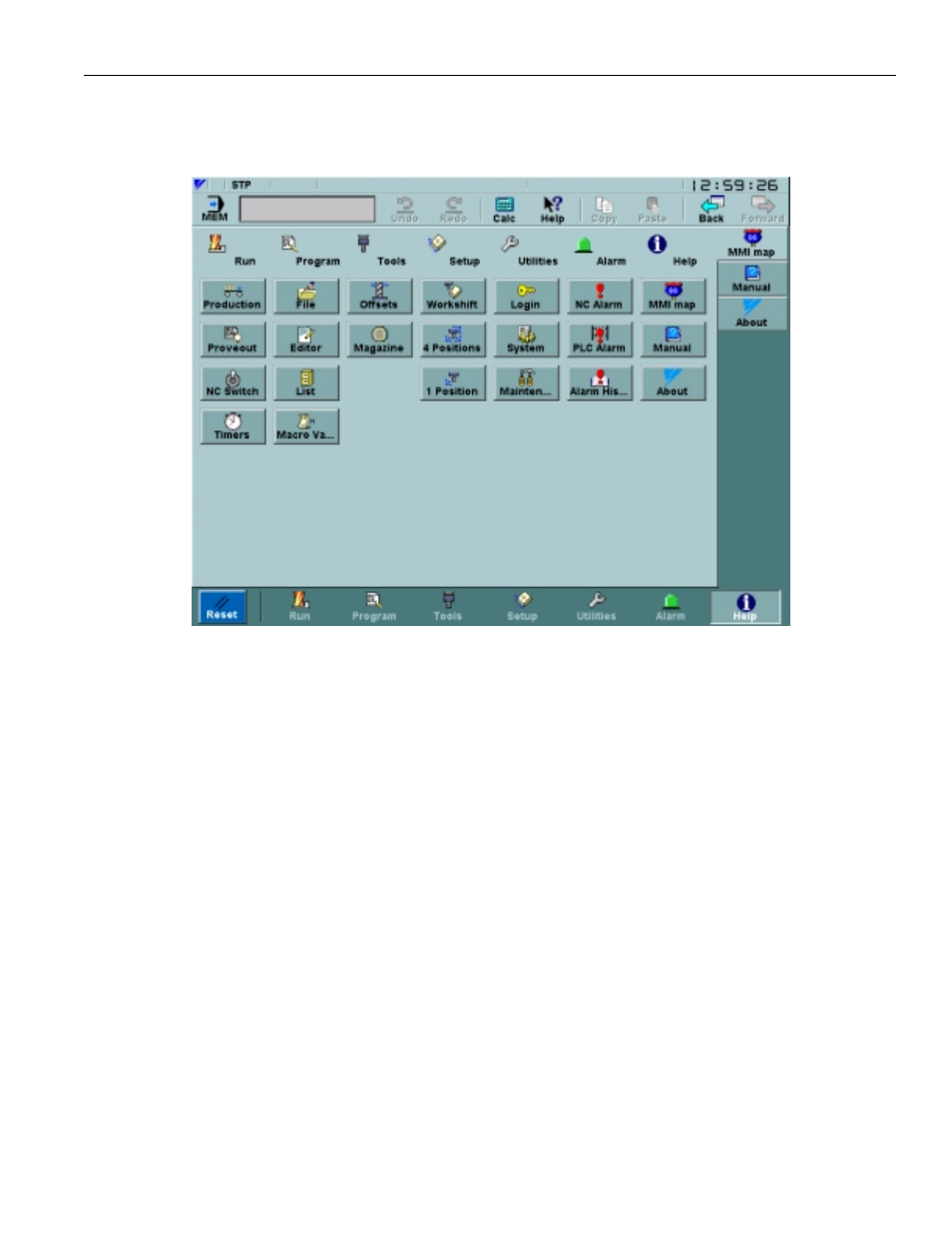 9 help menu, 1 mmi map screen, Figure 3.9.1.1. the mmi map screen | Yaskawa PC NC User Manual | Page 157 / 439