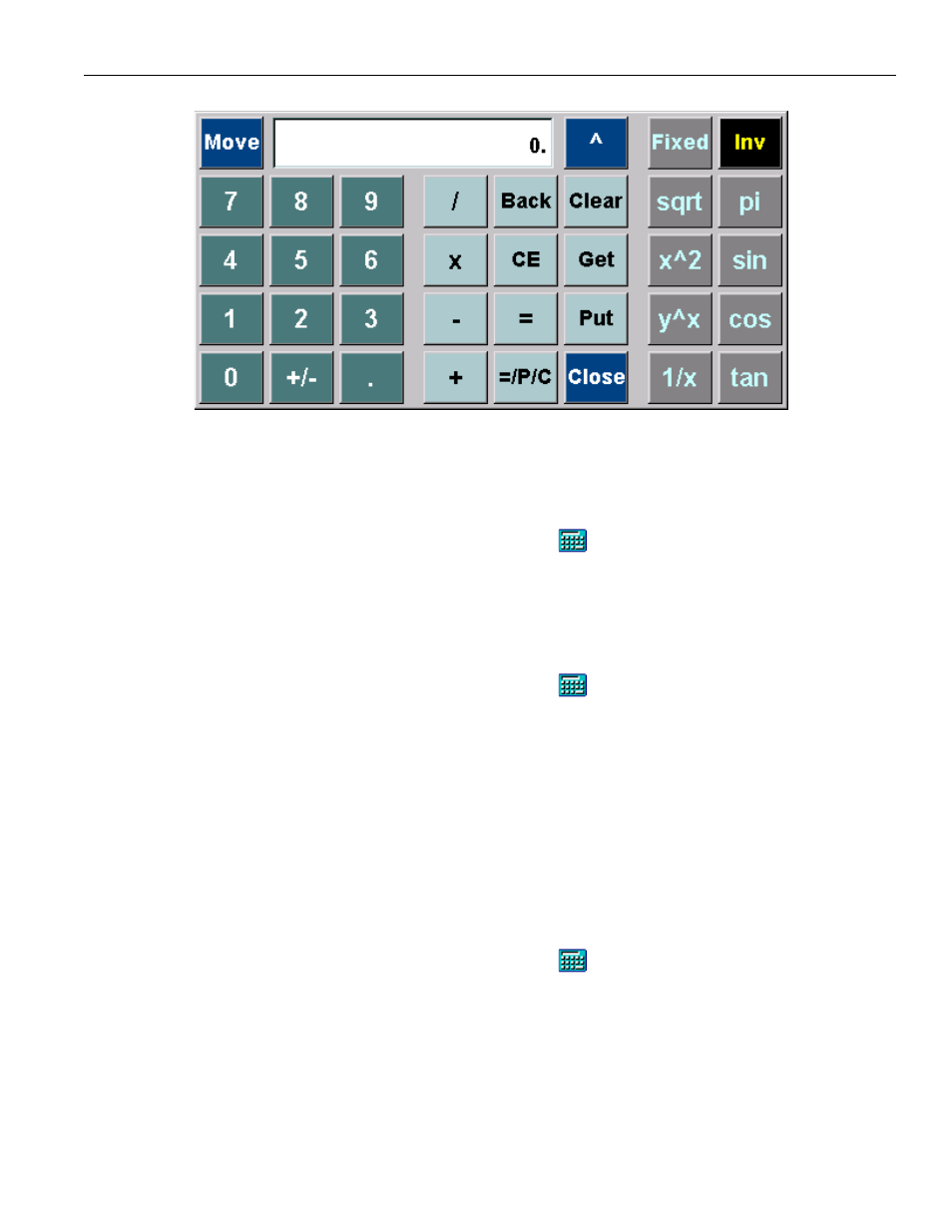 Figure 3.1.9.2. the expanded calculator dialog, Incrementing a number, Raising a number to a power | Using the get key | Yaskawa PC NC User Manual | Page 72 / 439
